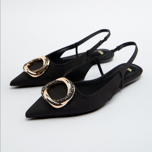 EMBELLISHED FLAT SLINGBACK SHOES - Picture 1 of 9